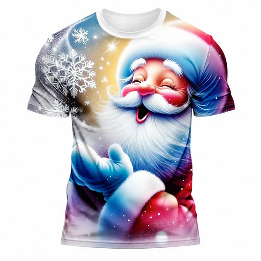 Men's Santa Snowflake Christmas Graphic Tee