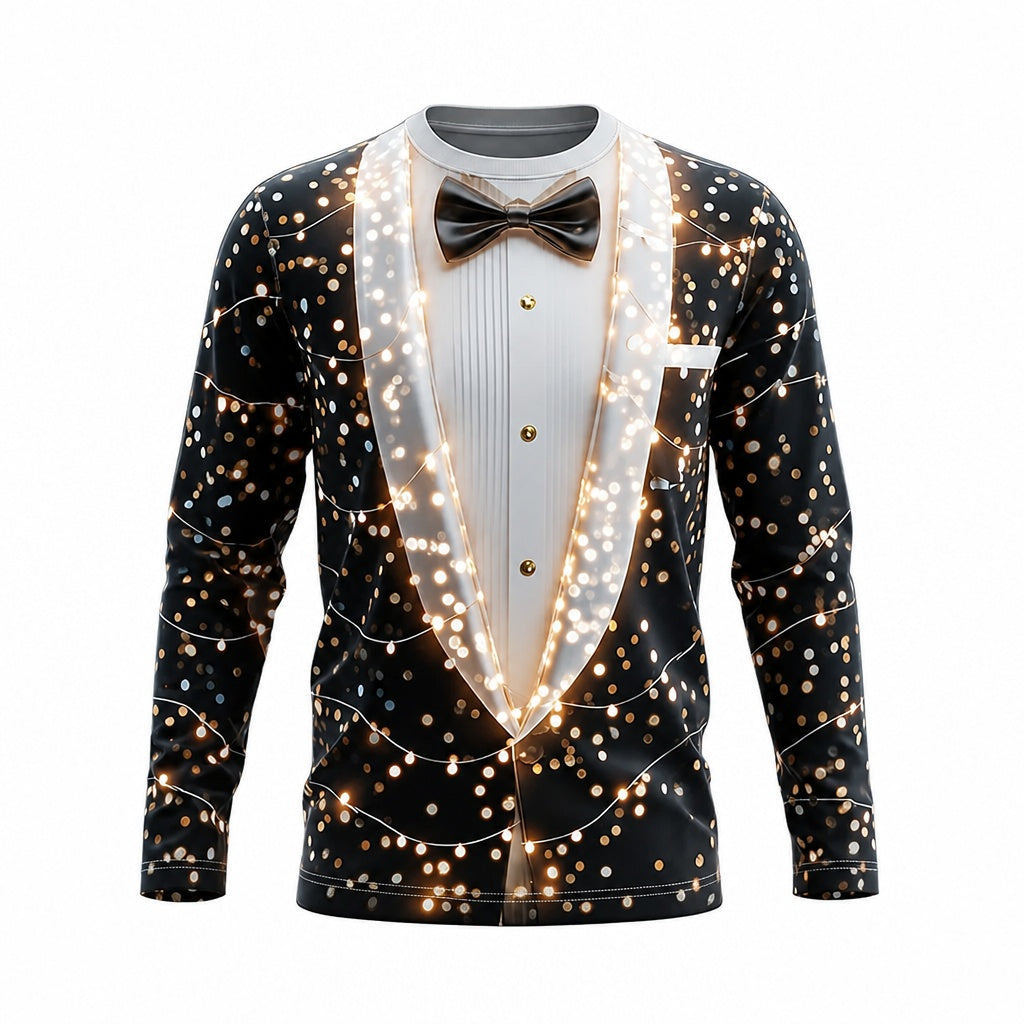 Men's Modern Black Christmas Tuxedo Tee