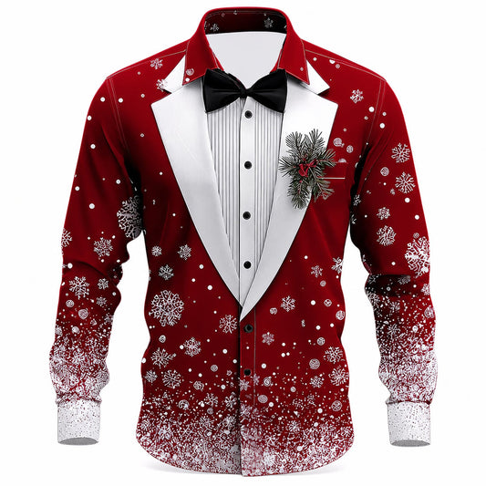 Men's Christmas Snowflake Party Tuxedo Shirt