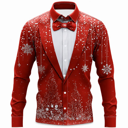 Men's Christmas Snowflake Party Tuxedo Shirt