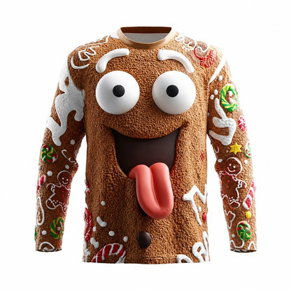 Men's Gingerbread Christmas Casual Long Sleeve T-Shirt