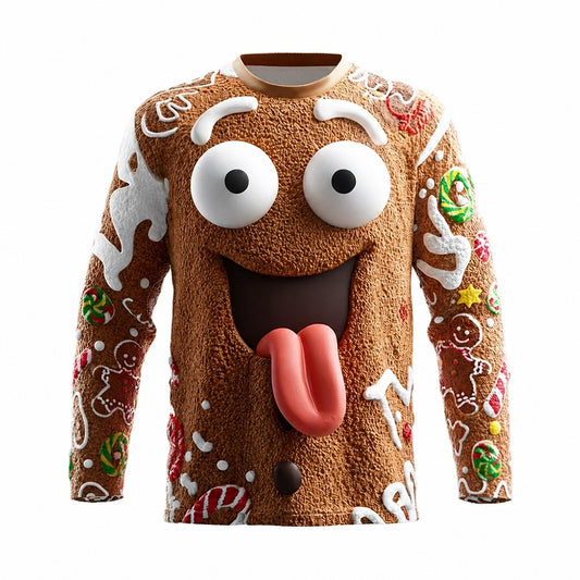 Men's Gingerbread Christmas Casual Long Sleeve T-Shirt