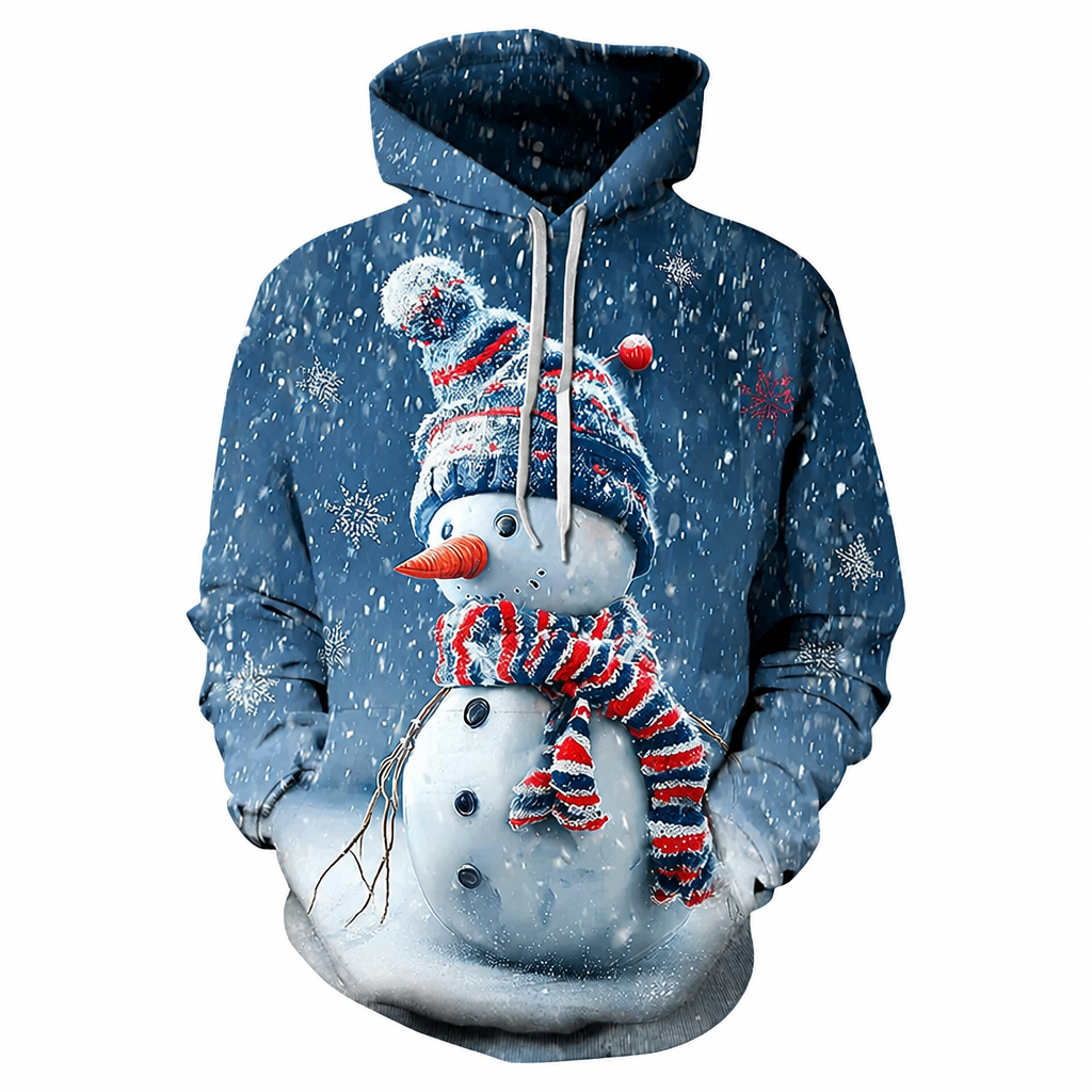 Snowman Christmas Casual Graphic Hoodie