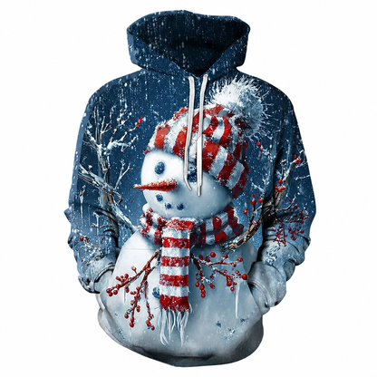 Snowman Christmas Casual Graphic Hoodie