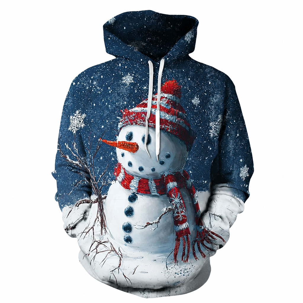 Snowman Christmas Casual Graphic Hoodie