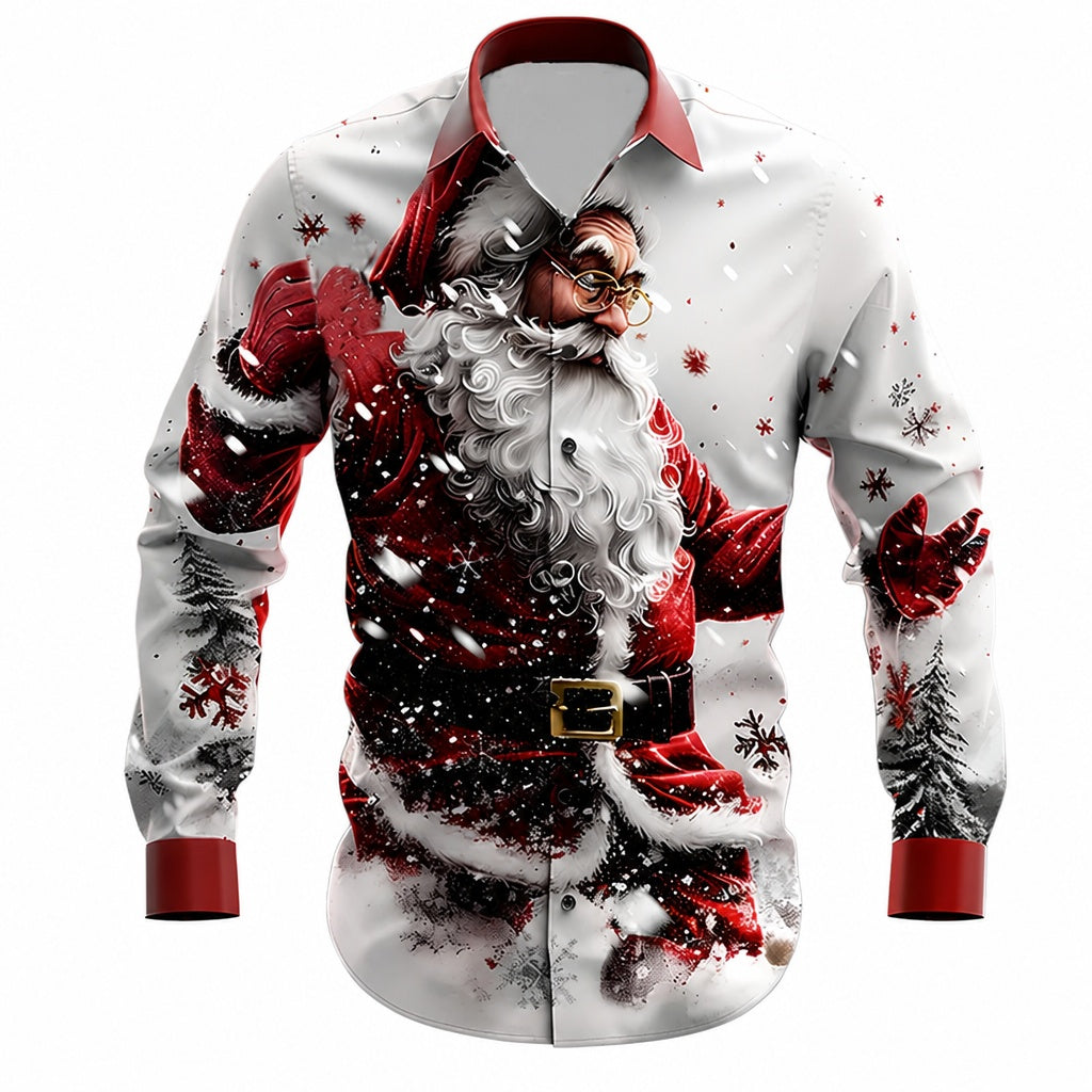 Men's Santa Christmas 3D Button-Up Shirt