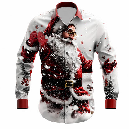 Men's Santa Christmas 3D Button-Up Shirt