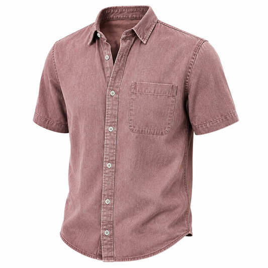Men's Cotton Shirt -Casual Short Sleeve Button-Up