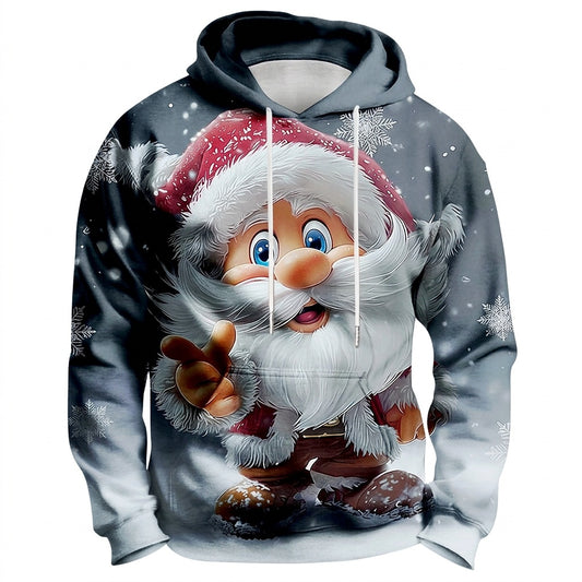 Optical Illusion Santa Christmas Graphic Hoodie