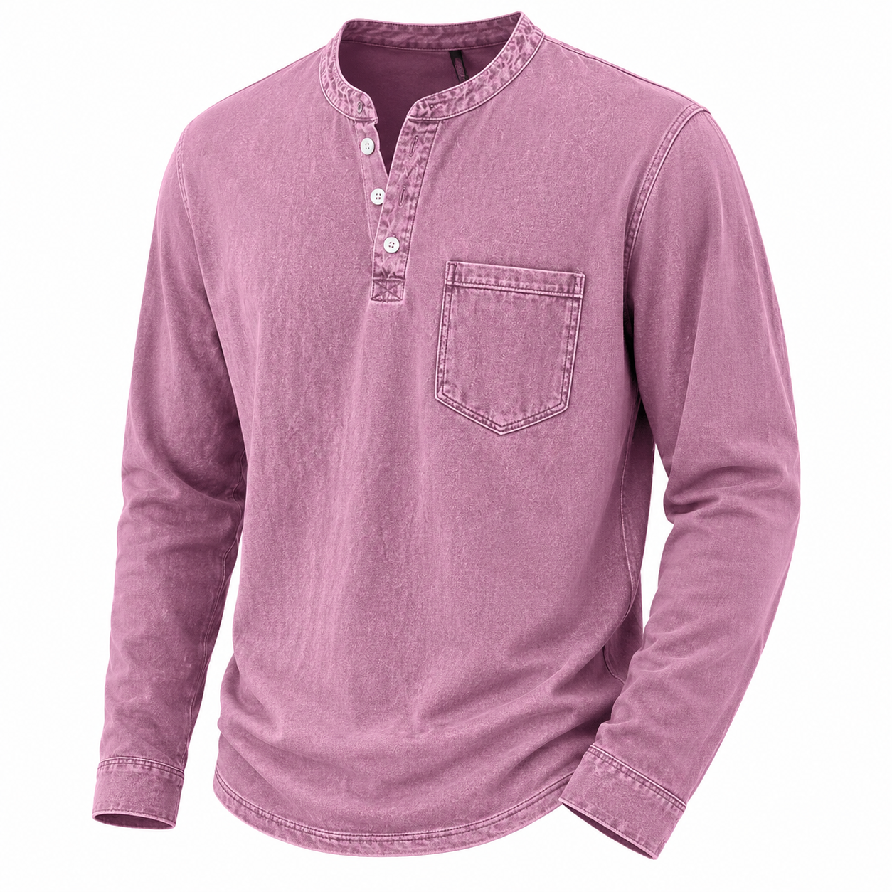 Comfort Washed 100% Cotton Henley T-Shirt