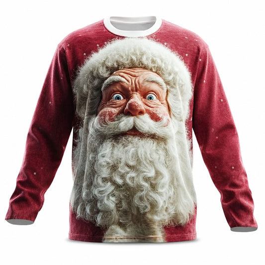 Men's Funny Santa Christmas 3D Long Sleeve Tee