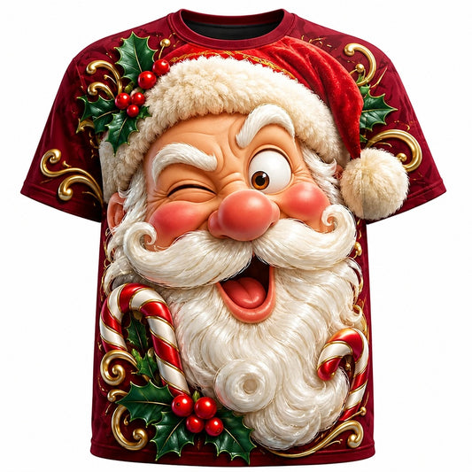 Men's Santa Printed Short Sleeve Graphic Tee