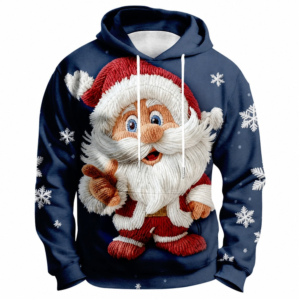 Festive Santa Christmas Casual Pullover Hoodie