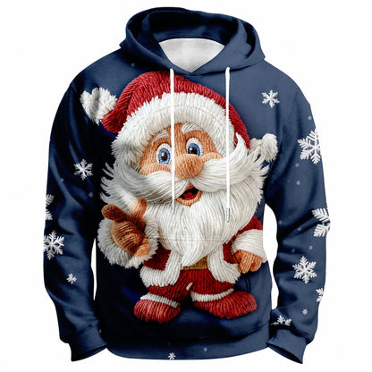 Festive Santa Christmas Casual Pullover Hoodie
