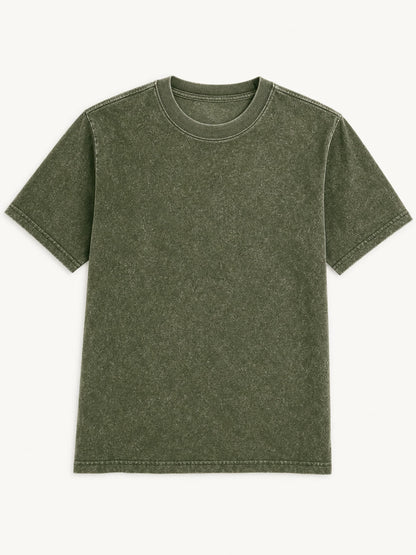 LoomBasics olive green mineral wash crew neck 100% cotton t-shirt