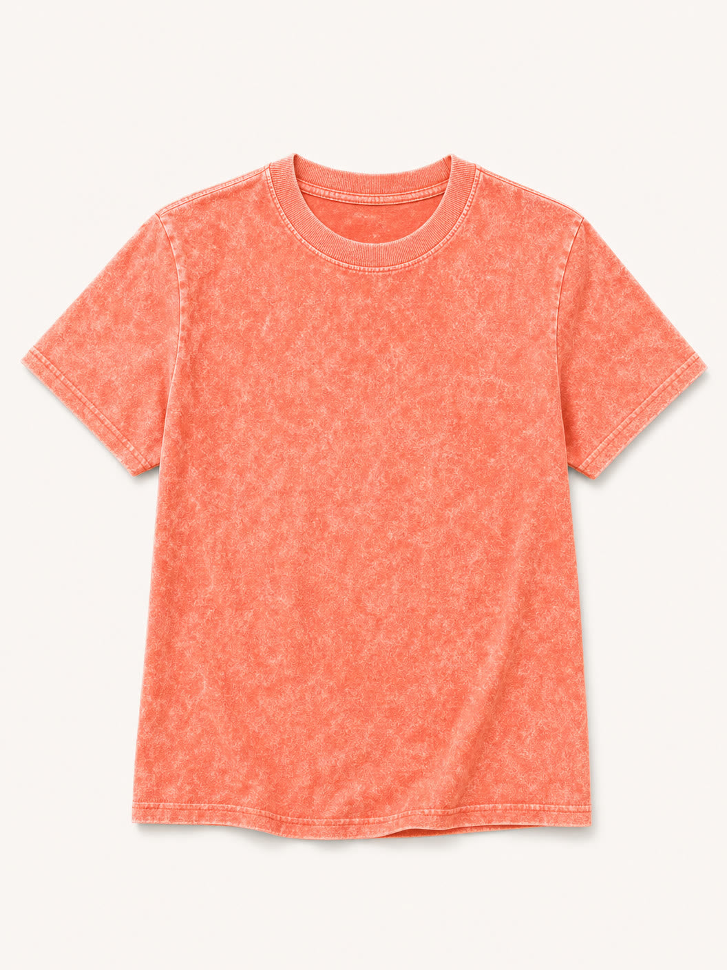 LoomBasics coral orange acid wash 100% cotton crew neck t-shirt