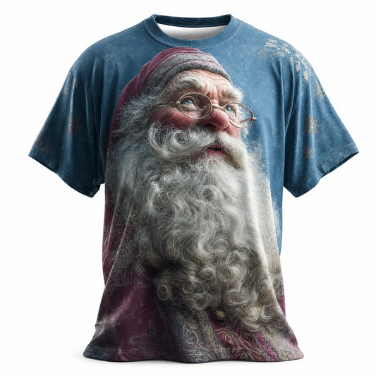 Blue Santa Christmas Holiday Tee