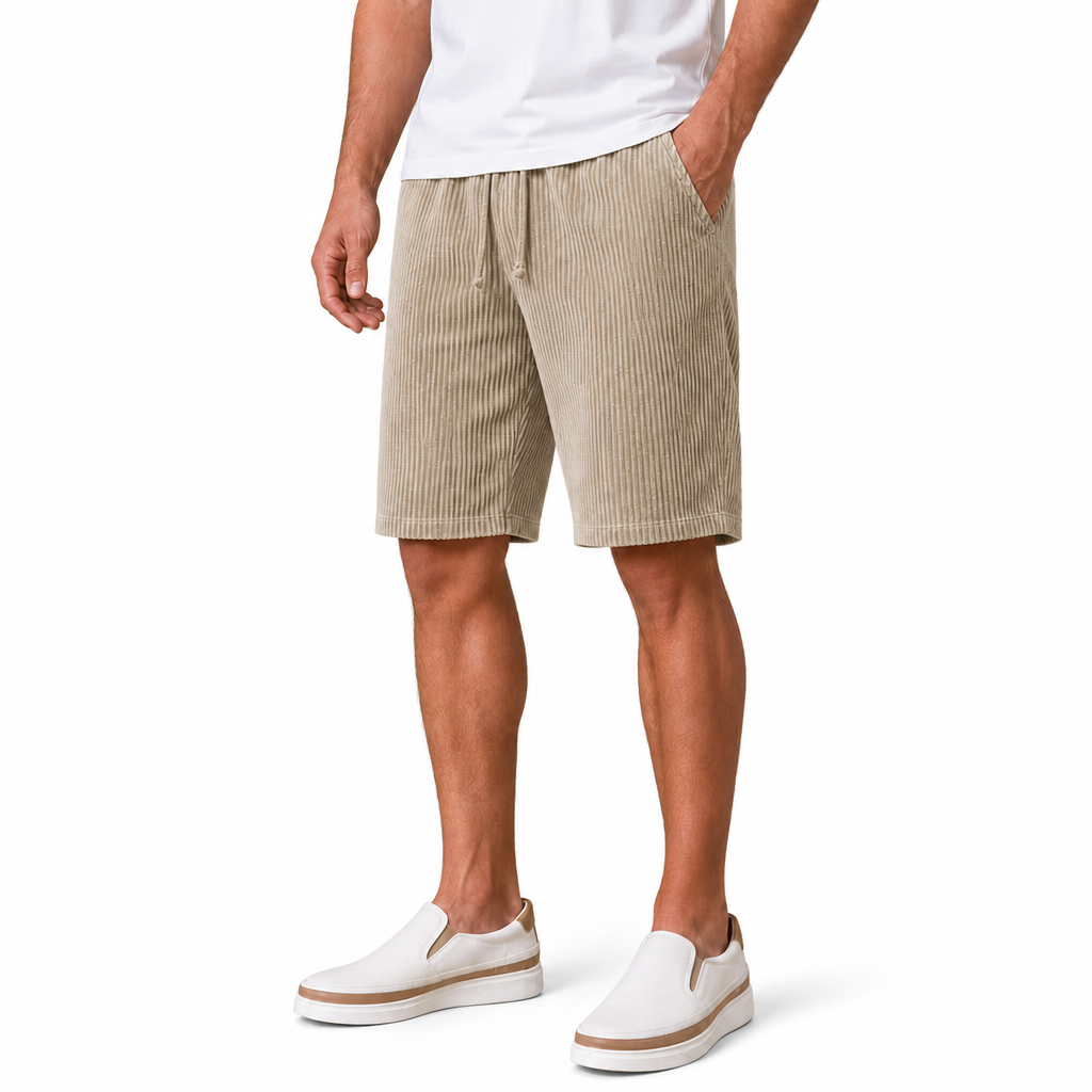 Men's Elastic Waist Corduroy Shorts-Summer Comfort Casual Shorts