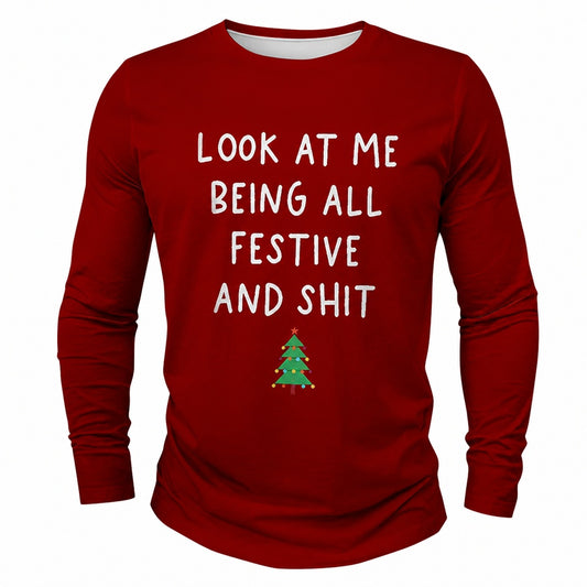 Men's Christmas Tree Slang Long Sleeve T-Shirt