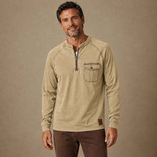 Premium Broken-in Cotton Henley Shirt