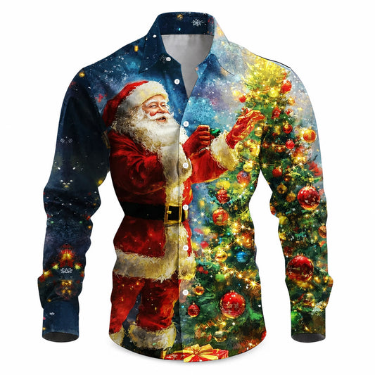 Men's Santa Christmas Casual Button-Up Shirt