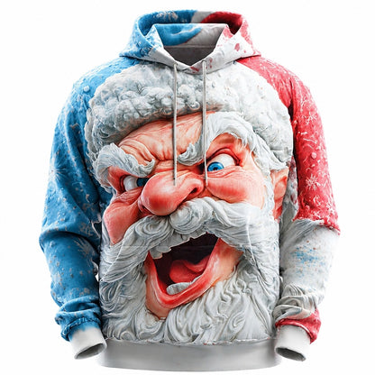 Santa Christmas White Graphic Pullover Hoodie