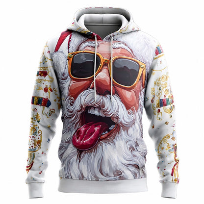 Santa Christmas White Graphic Pullover Hoodie
