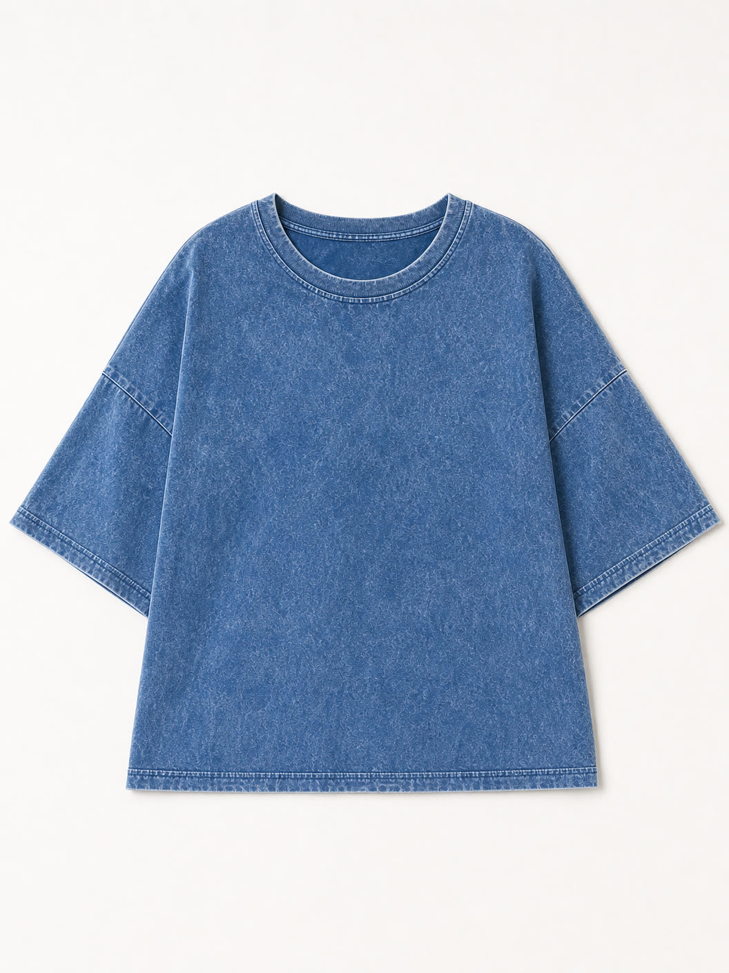 LoomBasics washed 100% cotton blouse in a blue denim-style finish with oversized sleeves