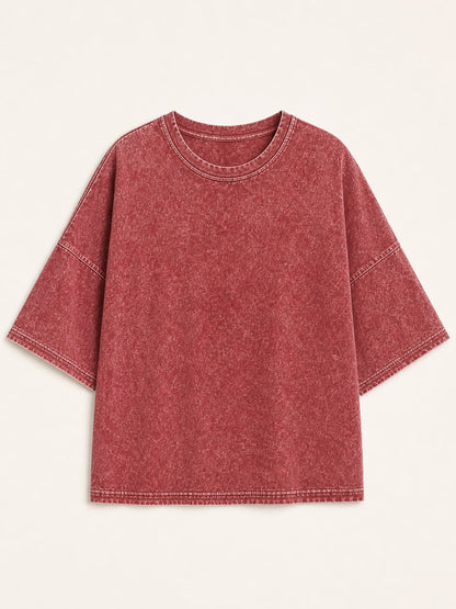 LoomBasics washed 100% cotton blouse in a faded red oversized fit