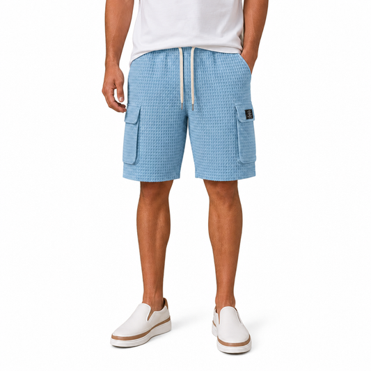 Lightweight Waffle Cargo Shorts With Pocket
