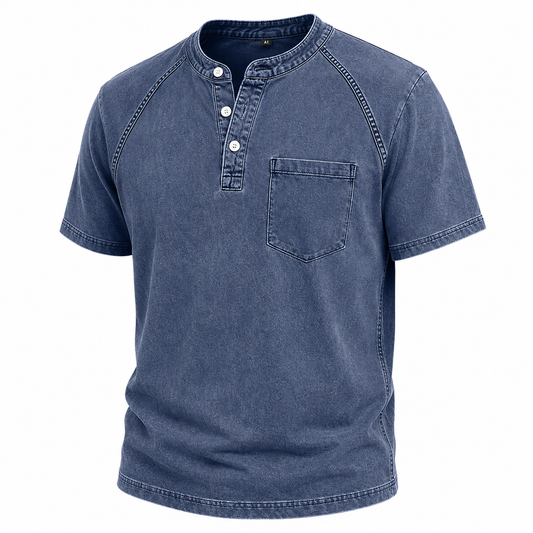 Vintage Washed Cotton Henley T-Shirt
