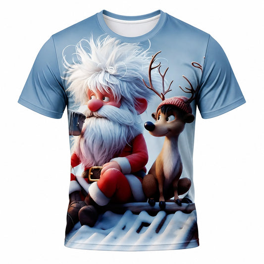 Men's Santa Reindeer Christmas Graphic Tee