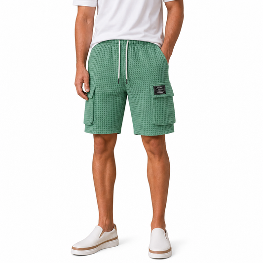 Men's Waffle Drawstring Cargo Shorts