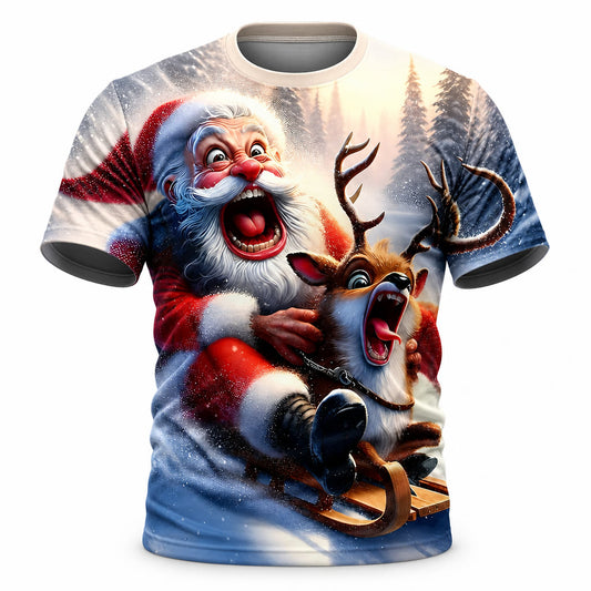 Men's Santa Christmas Animal Graphic Tee