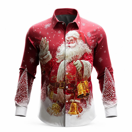 Men's Santa Bell Christmas Long Sleeve Shirt
