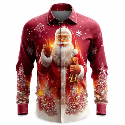 Men's Santa Bell Christmas Long Sleeve Shirt