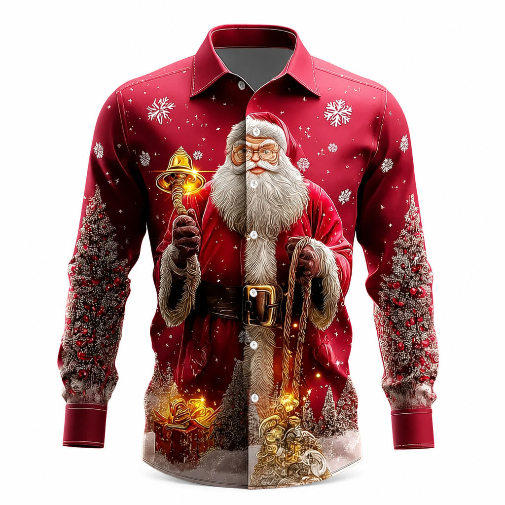 Men's Santa Bell Christmas Long Sleeve Shirt