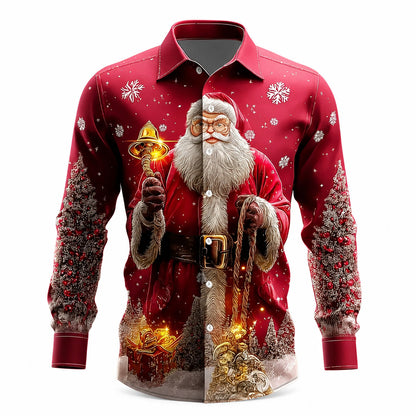 Men's Santa Bell Christmas Long Sleeve Shirt