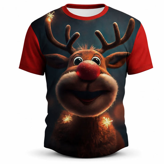 Men's Christmas Elk Graphic Crewneck Tee