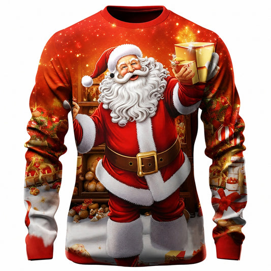 Men's Graphic Santa Christmas Long Sleeve T-Shirt