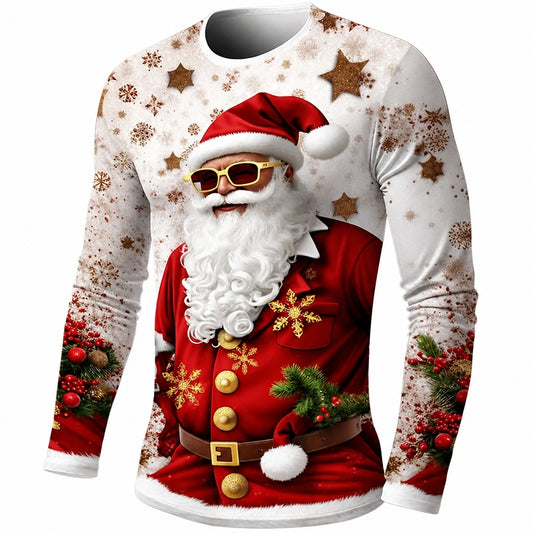 Men's Santa Christmas Graphic Long Sleeve T-Shirt