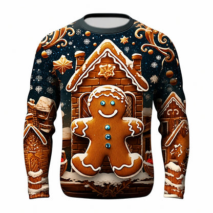 Men's Merry Christmas Gingerbread Man Long Sleeve Tee