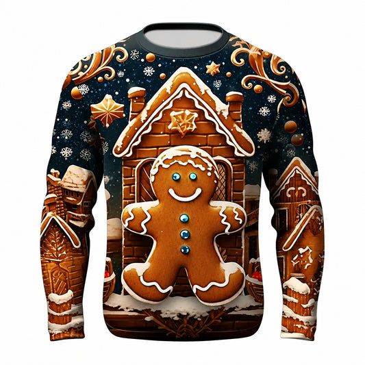 Men's Merry Christmas Gingerbread Man Long Sleeve Tee