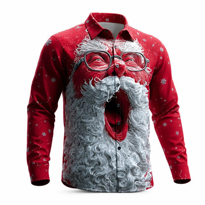 Men's Christmas Roaring Santa Print Shirt