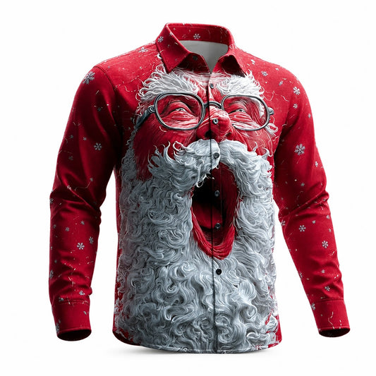 Men's Christmas Roaring Santa Print Shirt