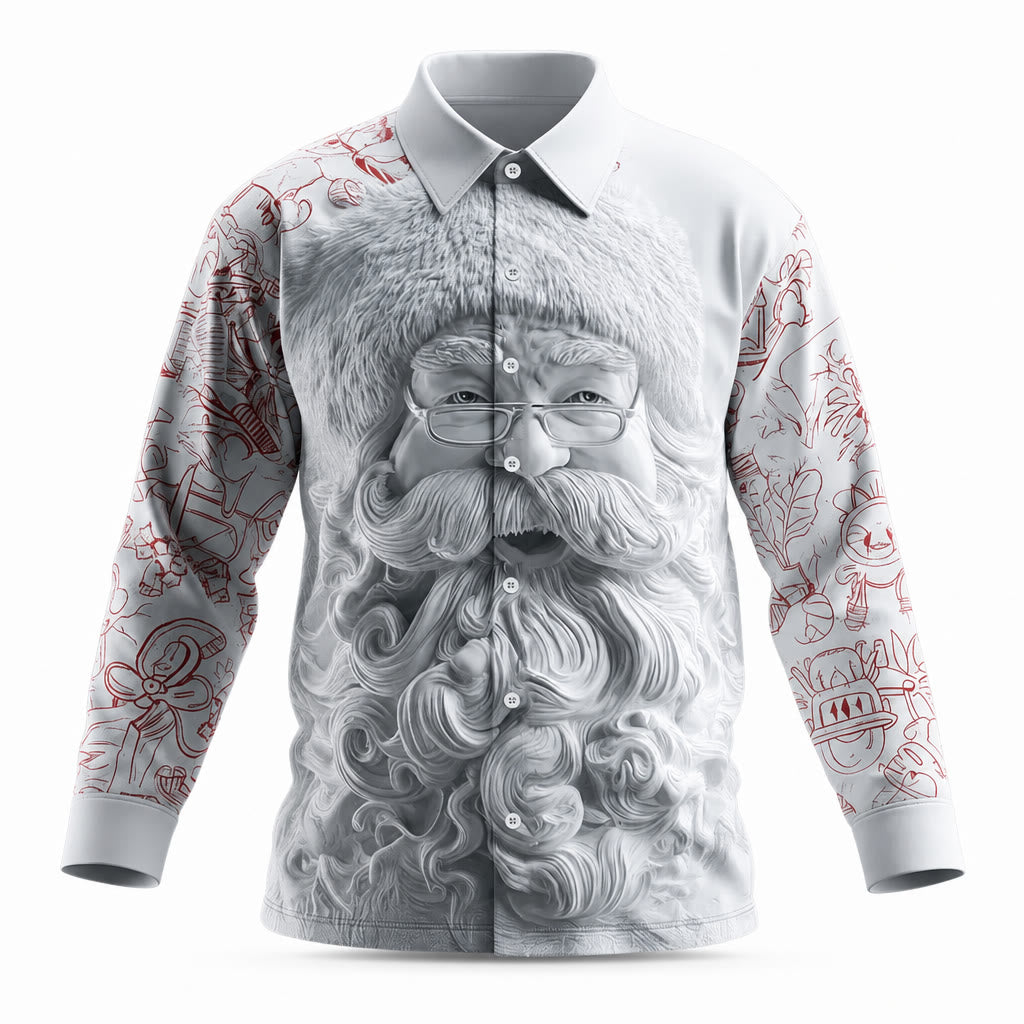 Men's Christmas Roaring Santa Print Shirt