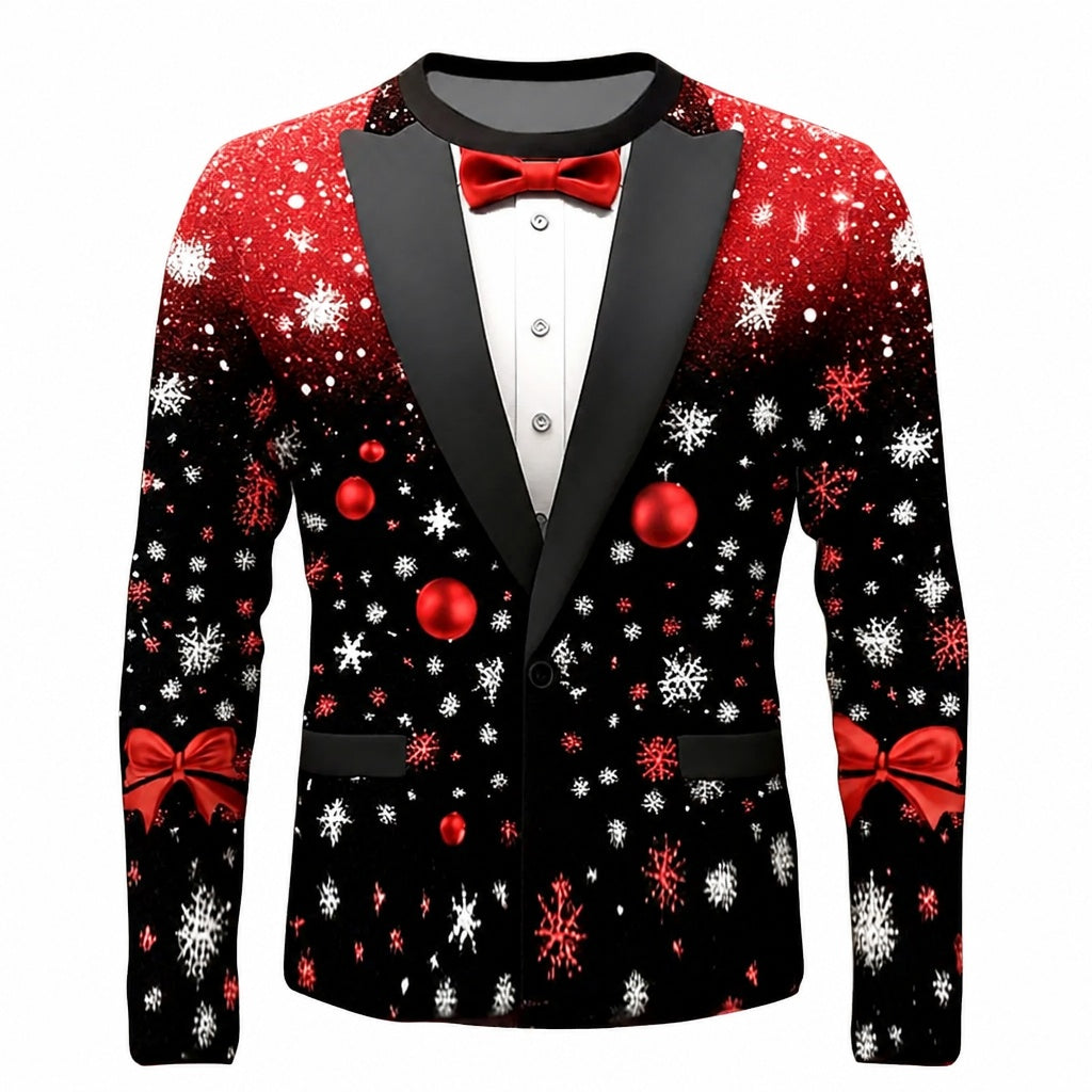 Men's Bow Tie Christmas Tree Snowflake Shirt