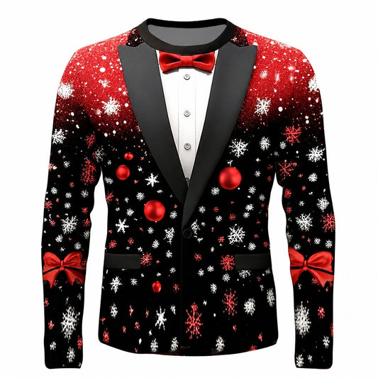 Men's Bow Tie Christmas Tree Snowflake Shirt