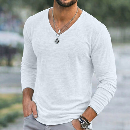 V-neck  Breathable Linen Tee