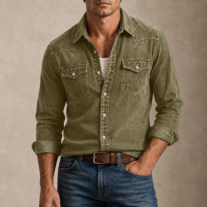 Vintage Washed Cotton Western Shirt